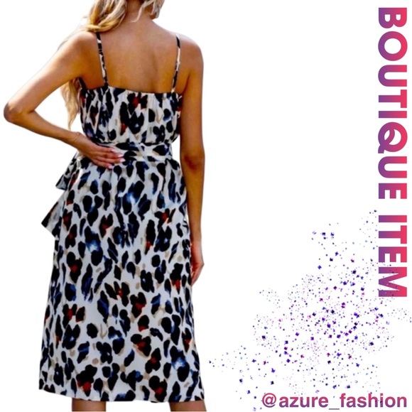🌟BOUTIQUE Beautiful Animal Print Faux Wrap Cami Dress with Belt! - Picture 2 of 6